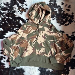Ralph Lauren Camouflage Cropped Pullover Hoodie Sweatshirt